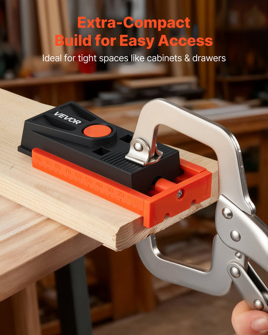 Pocket Hole Jig Kit, 1/2 To 1-1/2 In Adjustable, Mini Jig Pocket Hole System With Step Drill, Hex Wrench, Drill Stop Ring, Square Drive Bit, And Screws, Reinforced Nylon Frame, For Woodworking