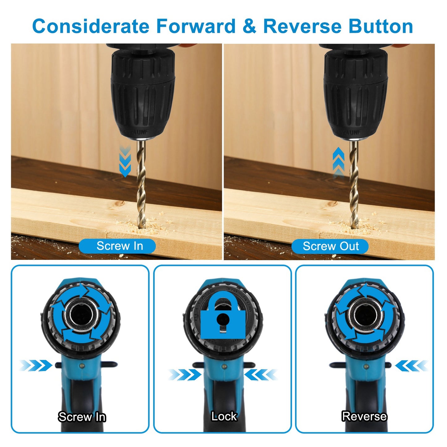 Cordless Drill Set With 2Pcs 21V Batteries And Charger 2 Variable Speeds Keyless Chuck 265lnLbs 25 And 3 Torque Positions Included 24Pcs Drill Bits For Home Car Repair Handmade