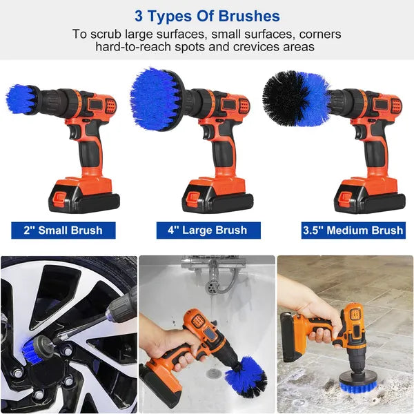 3Pcs/Set Drill Brush Power Scrubber Cleaning Brush For Car Carpet Wall Tile Tub Cleaner Combo