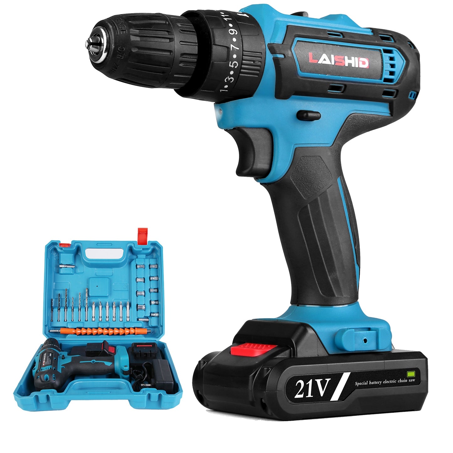 Cordless Drill Set With 2Pcs 21V Batteries And Charger 2 Variable Speeds Keyless Chuck 265lnLbs 25 And 3 Torque Positions Included 24Pcs Drill Bits For Home Car Repair Handmade