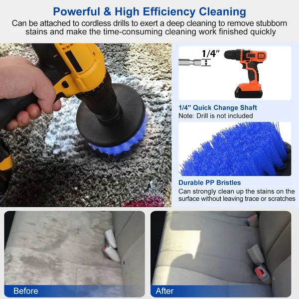 3Pcs/Set Drill Brush Power Scrubber Cleaning Brush For Car Carpet Wall Tile Tub Cleaner Combo