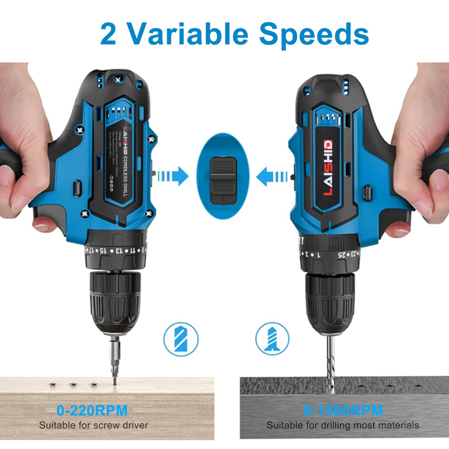 Cordless Drill Set With 2Pcs 21V Batteries And Charger 2 Variable Speeds Keyless Chuck 265lnLbs 25 And 3 Torque Positions Included 24Pcs Drill Bits For Home Car Repair Handmade