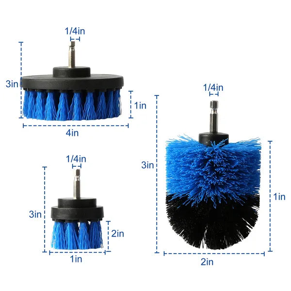 3Pcs/Set Drill Brush Power Scrubber Cleaning Brush For Car Carpet Wall Tile Tub Cleaner Combo