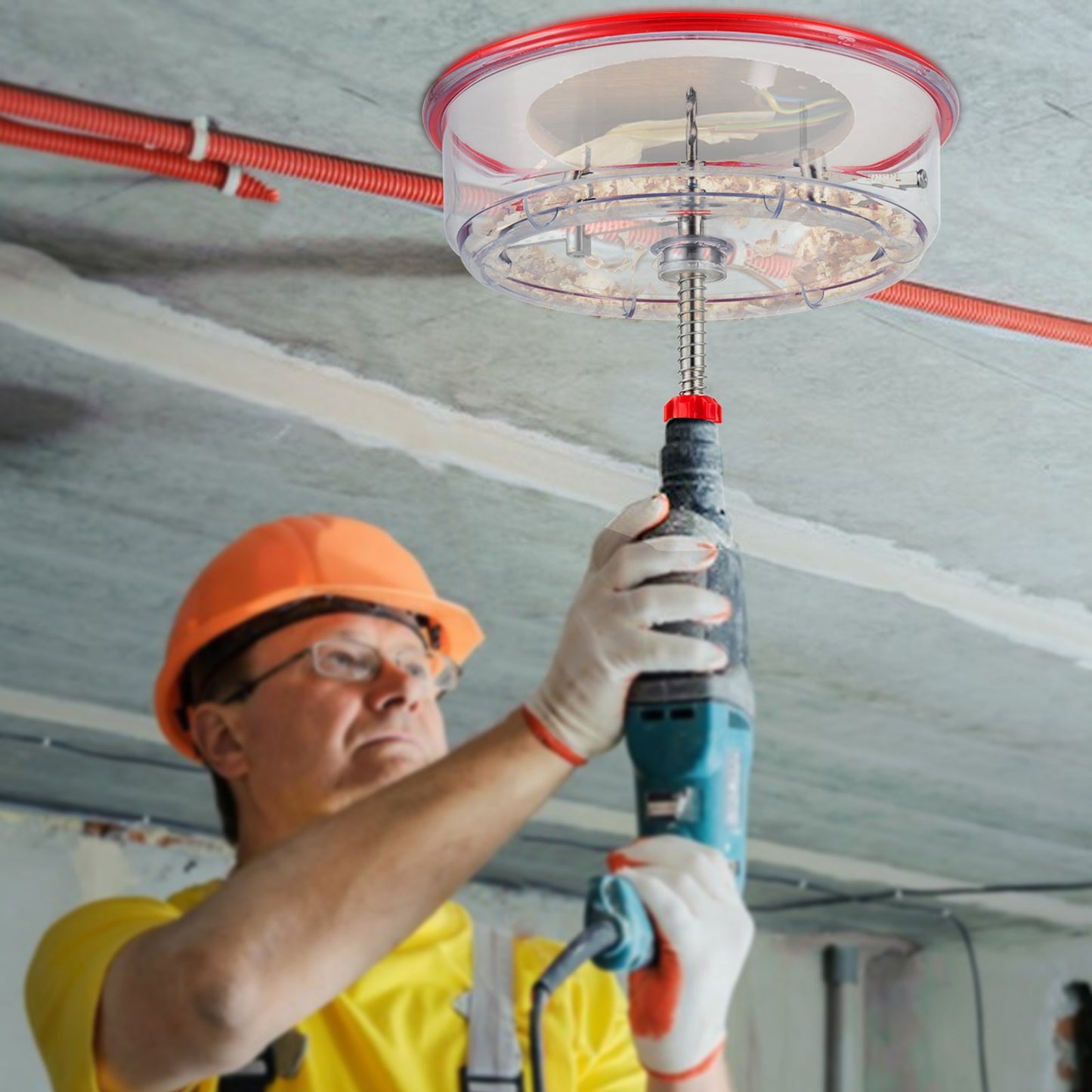 Adjustable Hole Saw Cutter Kit, 1-5/8' To 11-13 /16' (40-300 Mm), Recessed Hole Saw With PC Dust Shield, Two Replaceable Pilot Drill Bits, For Recessed Lights, Ceiling Speakers, Vent Holes